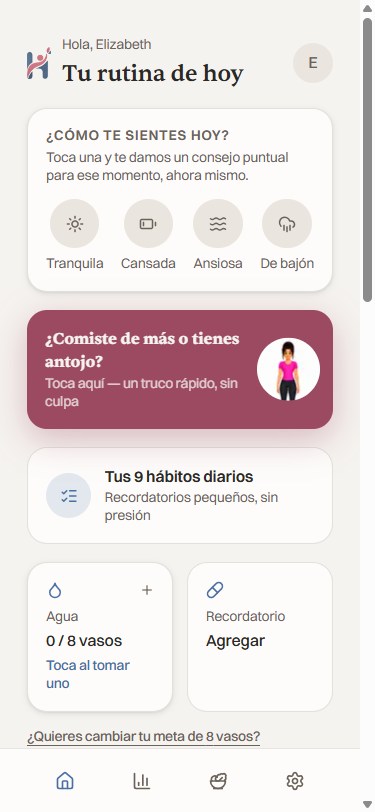 Pantalla de Inicio de HabitFit LATAM