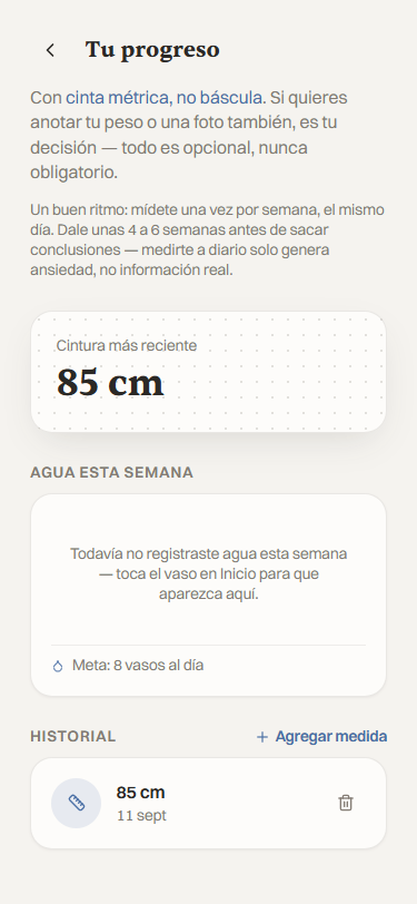 Pantalla de progreso de HabitFit LATAM